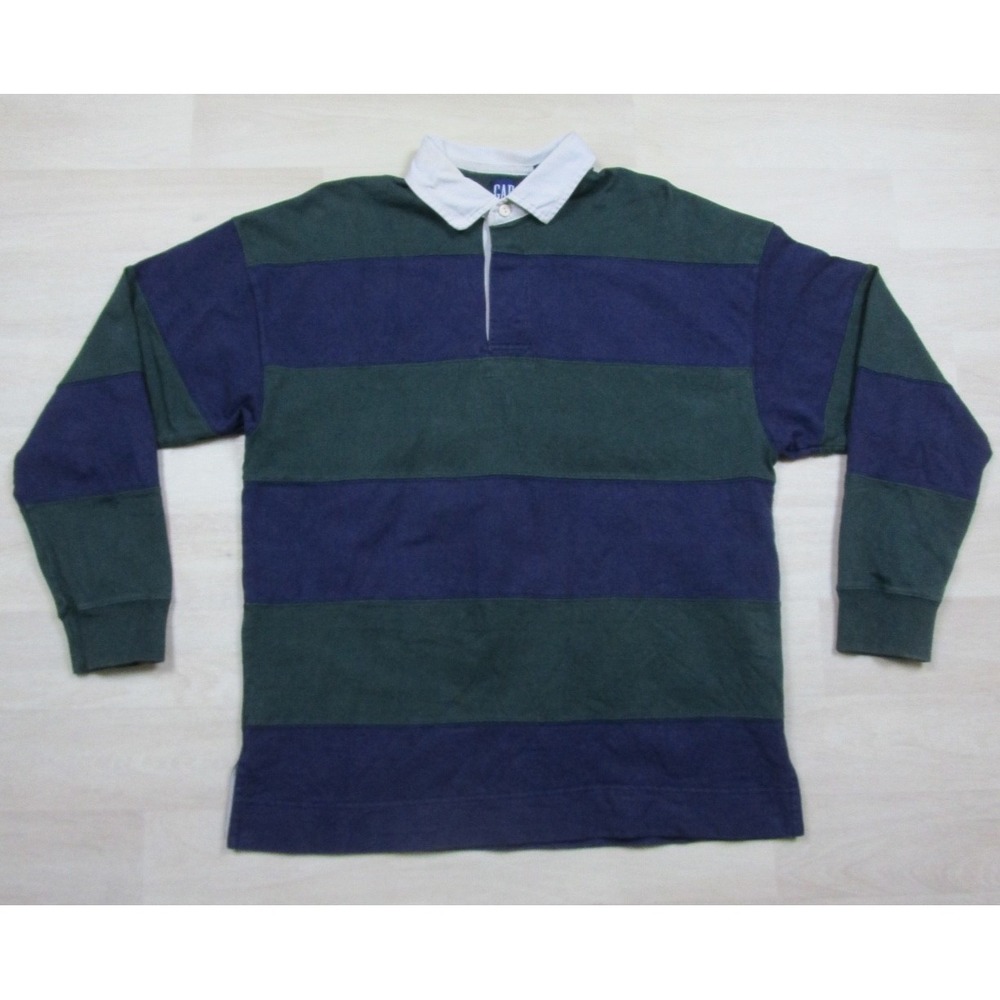 Vintage Y2K Gap Rugby Shirt Men's (L) Long Sleeve Polo Stripe Preppy Sporty